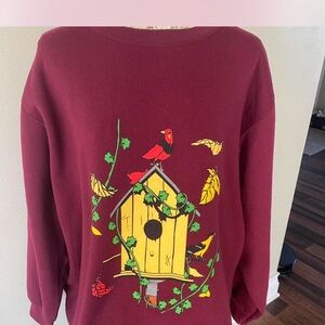 Disney Burgundy Sweater with Birdhouse Design Vintage 90s